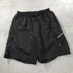 Trek Men's Black Nylon Baggy Athletic Cycling Shorts Zipped Pocket Size Large